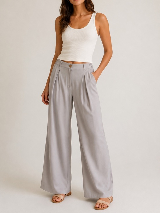 Free People Pants - Free People Pleated Front Trousers Women’s Small Taupe Wide Leg Pants
